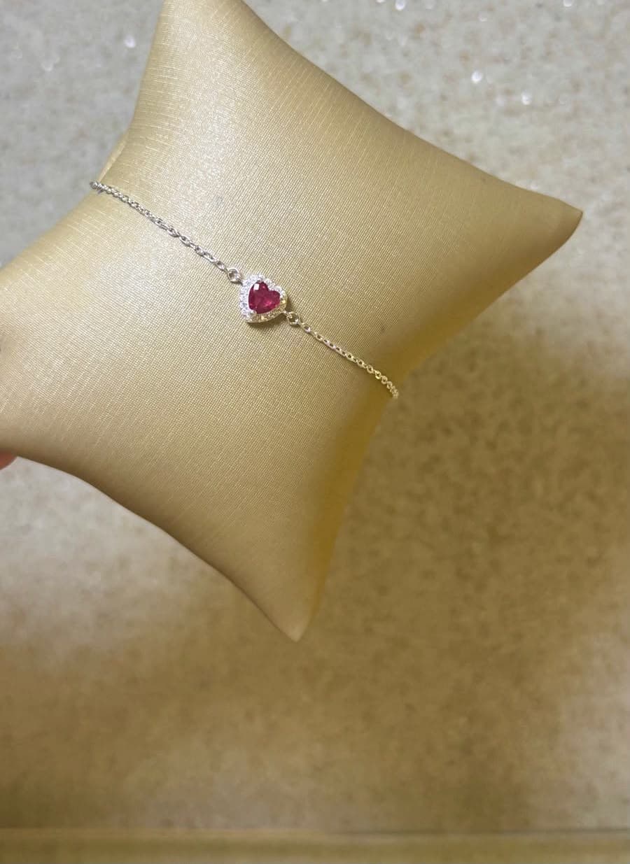 Pulseira coração rosa luxo