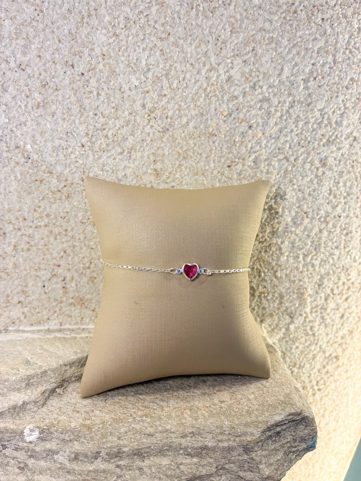 Pulseira coração rosa
